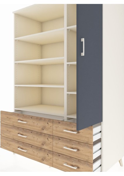 Kronos Dolap 8 Raflı 6 Çekmeceli Tek Kapaklı 132X59X195 Aytaşı-Antrasit/çam fırsatları