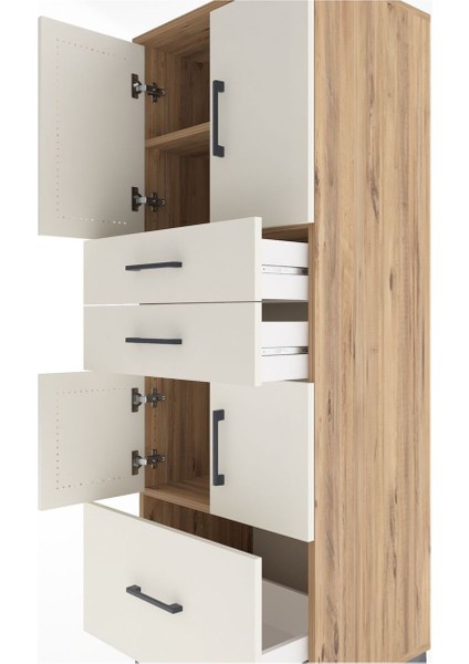 Hyperion Dolap 3 Raflı 3 Çekmeceli 4 Kapaklı 60X44X163 Çam-Aytaşı indirimleri