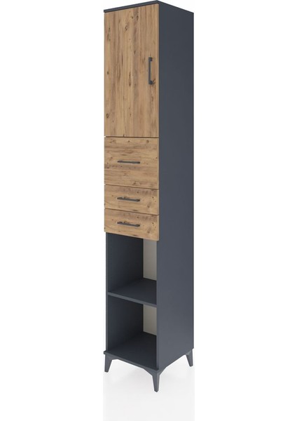 Hyperion Dolap 4 Raflı 3 Çekmeceli Tek Kapaklı 44X44X243 Antrasit-Çam modelleri