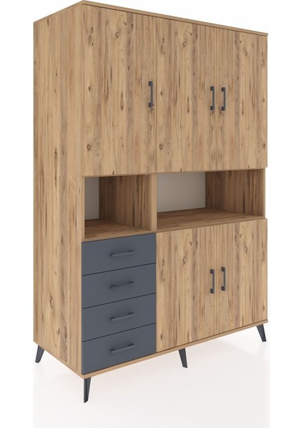 Kronos Dolap 7 Raflı 4 Çekmeceli 5 Kapaklı 132X59X195 Çam-Çam/antrasit fiyatları