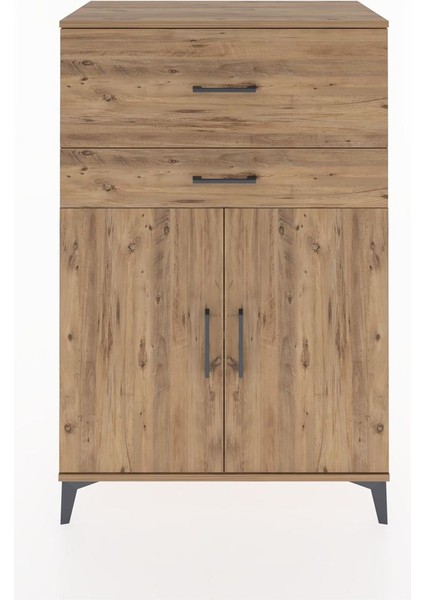 Hyperion Dolap Tek Raflı 2 Çekmeceli 2 Kapaklı 88X44X134 Çam-Çam