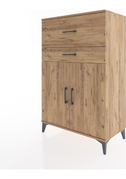 Hyperion Dolap Tek Raflı 2 Çekmeceli 2 Kapaklı 88X44X134 Çam-Çam modelleri