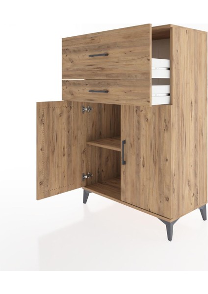 Hyperion Dolap Tek Raflı 2 Çekmeceli 2 Kapaklı 88X44X134 Çam-Çam fırsatları