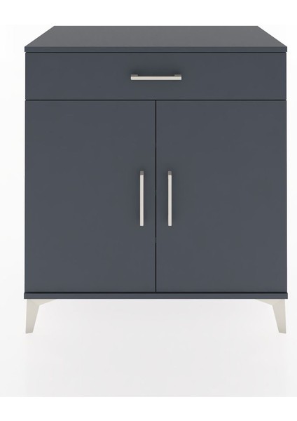 Hyperion Şifonyer 3 Raflı Tek Çekmeceli 2 Kapaklı 88X44X96 Antrasit-Antrasit