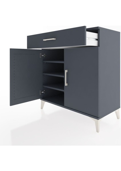 Hyperion Şifonyer 3 Raflı Tek Çekmeceli 2 Kapaklı 88X44X96 Antrasit-Antrasit fırsatları
