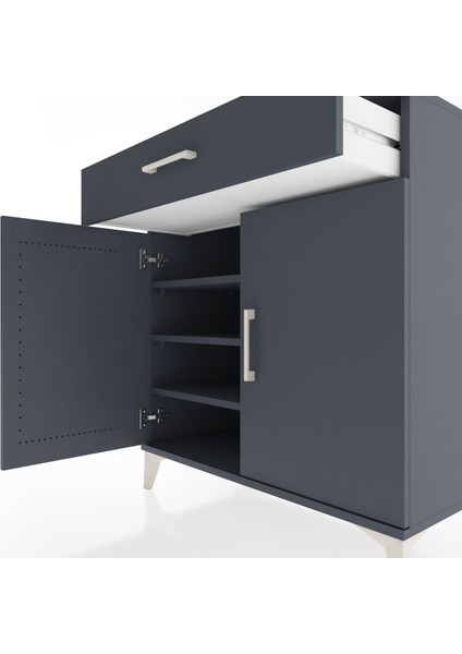 Hyperion Şifonyer 3 Raflı Tek Çekmeceli 2 Kapaklı 88X44X96 Antrasit-Antrasit indirimleri