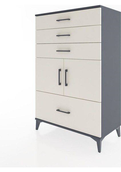 Hyperion Dolap Tek Raflı 4 Çekmeceli 2 Kapaklı 88X44X134 Antrasit-Aytaşı modelleri