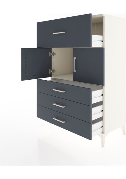 Hyperion Dolap Tek Raflı 4 Çekmeceli 2 Kapaklı 88X44X134 Aytaşı-Antrasit fırsatları