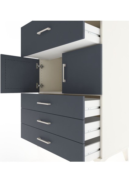 Hyperion Dolap Tek Raflı 4 Çekmeceli 2 Kapaklı 88X44X134 Aytaşı-Antrasit indirimleri