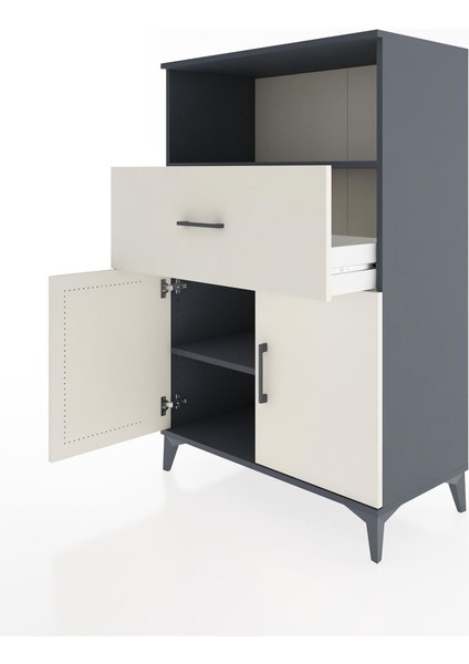 Hyperion Dolap 2 Raflı Tek Çekmeceli 2 Kapaklı 88X44X134 Antrasit-Aytaşı fırsatları