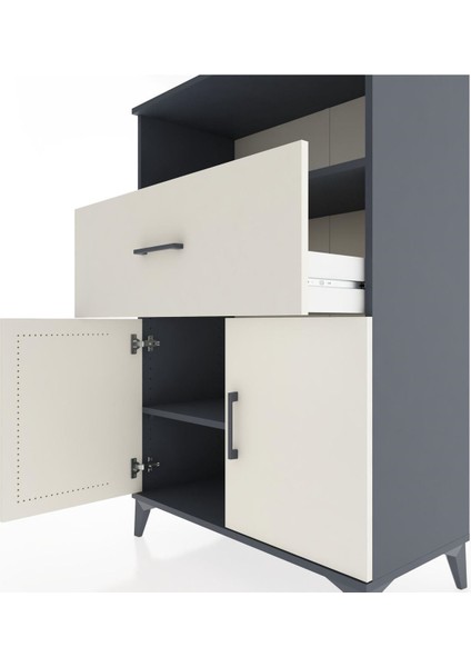 Hyperion Dolap 2 Raflı Tek Çekmeceli 2 Kapaklı 88X44X134 Antrasit-Aytaşı indirimleri