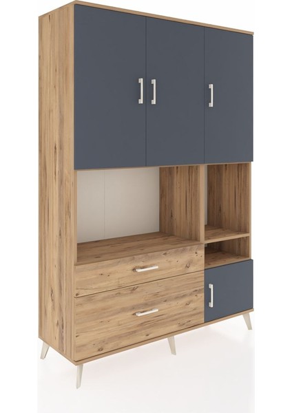 Hyperion Dolap 7 Raflı 2 Çekmeceli 4 Kapaklı 132X44X195 Çam-Antrasit/çam fiyatları