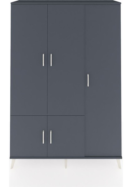 Hyperion Dolap 7 Raflı 5 Kapaklı Tek Askılı 132X44X195 Antrasit-Antrasit/aytaşı