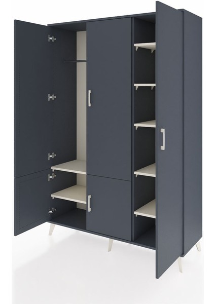 Hyperion Dolap 7 Raflı 5 Kapaklı Tek Askılı 132X44X195 Antrasit-Antrasit/aytaşı modelleri