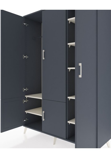 Hyperion Dolap 7 Raflı 5 Kapaklı Tek Askılı 132X44X195 Antrasit-Antrasit/aytaşı fırsatları