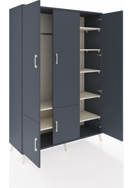 Hyperion Dolap 7 Raflı 5 Kapaklı Tek Askılı 132X44X195 Antrasit-Antrasit/aytaşı indirimleri