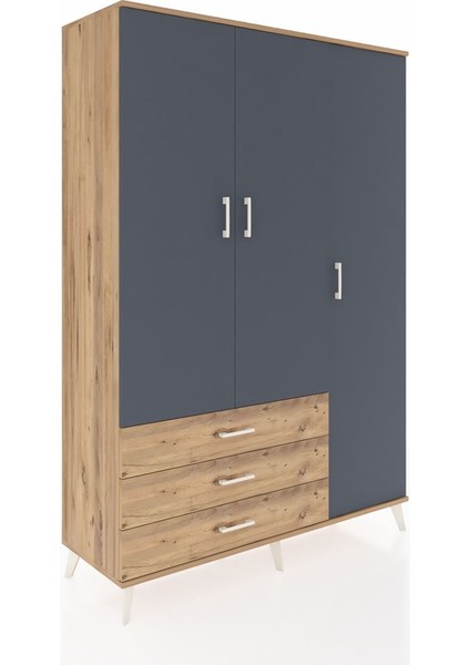 Hyperion Dolap 6 Raflı 3 Çekmeceli Tek Askılı 132X44X195 Çam-Antrasit/çam fiyatları