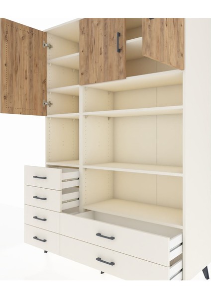 Hyperion Dolap 9 Raflı 6 Çekmeceli 3 Kapaklı 132X44X195 Aytaşı-Çam/aytaşı fırsatları