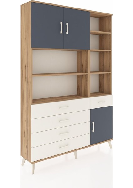 Arges Dolap 9 Raflı 5 Çekmeceli 3 Kapaklı 132X30X195 Çam-Antrasit/aytaşı fiyatları