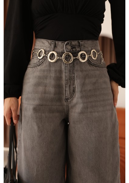 Antrasit Yüksek Bel Baloon/baggy Kalıp Yıkamalı Kadın Kot Pantolon modelleri