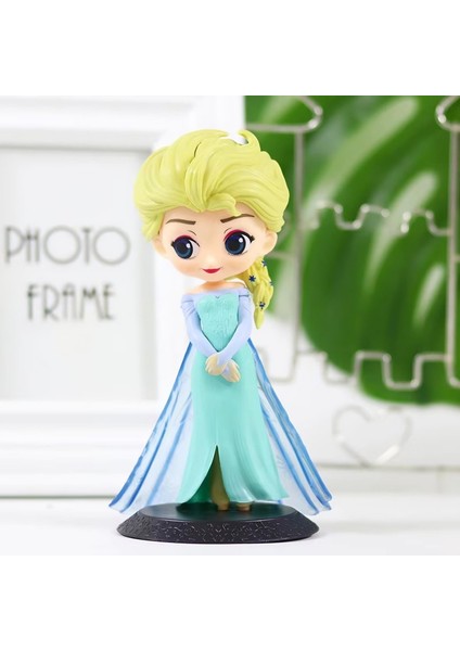 Karlar Ülkesi Frozen Prenses Elsa Anime Karakter Figür Oyuncak Dekoratif Hediyelik Biblo Bebek Mavi