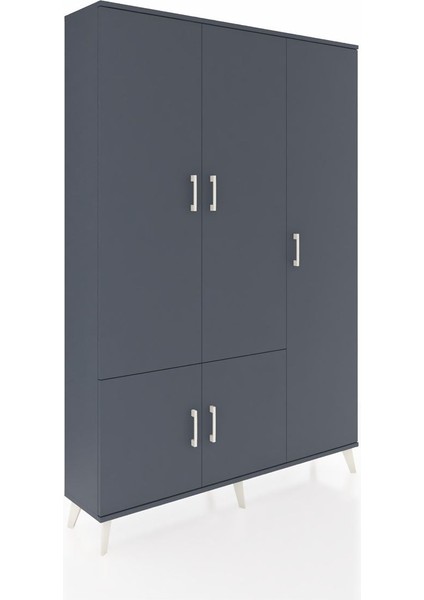 Arges Dolap 7 Raflı 5 Kapaklı Tek Askılı 132X30X195 Antrasit-Antrasit/çam fiyatları