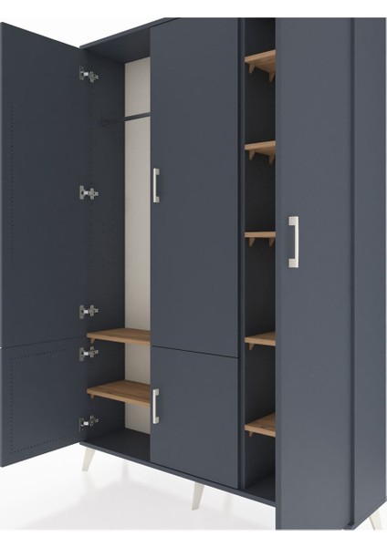 Arges Dolap 7 Raflı 5 Kapaklı Tek Askılı 132X30X195 Antrasit-Antrasit/çam fırsatları