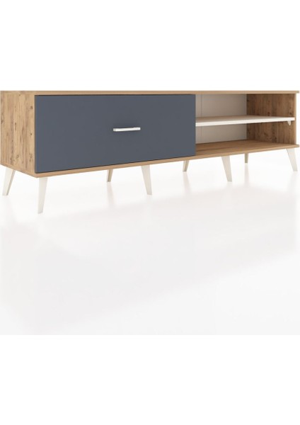 Hyperion Tv Ünitesi Tek Raflı Tek Çekmeceli 176X44X51 Çam-Aytaşı/antrasit fiyatları