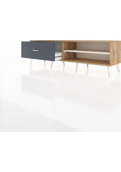 Hyperion Tv Ünitesi Tek Raflı Tek Çekmeceli 176X44X51 Çam-Aytaşı/antrasit modelleri