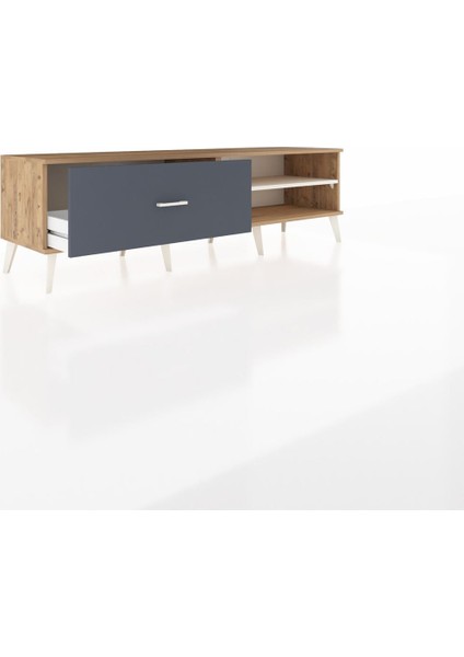 Hyperion Tv Ünitesi Tek Raflı Tek Çekmeceli 176X44X51 Çam-Aytaşı/antrasit indirimleri