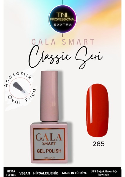 Kalıcı Oje 10 ml No: 265 Kırmızı ve Bordo Renk Tonları Gel Polish Gala Smart