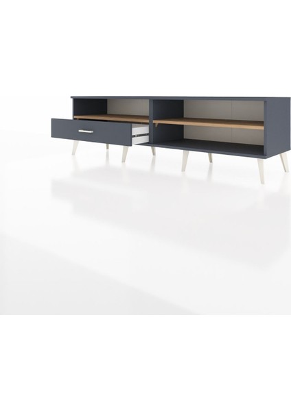 Hyperion Tv Ünitesi 2 Raflı Tek Çekmeceli 176X44X51 Antrasit-Çam/antrasit modelleri