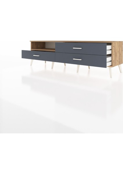 Hyperion Tv Ünitesi Tek Raflı 3 Çekmeceli 176X44X51 Çam-Çam/antrasit modelleri