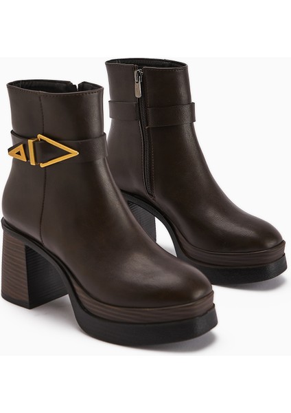 Hilda Kahve Toka Detaylı Platform Topuklu Kadın Bot modelleri