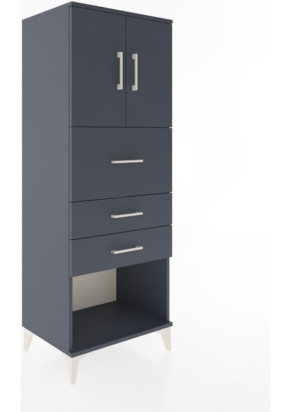 Hyperion Dolap 2 Raflı 3 Çekmeceli 2 Kapaklı 60X44X163 Antrasit-Antrasit fiyatları