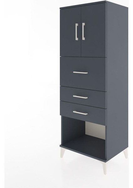 Hyperion Dolap 2 Raflı 3 Çekmeceli 2 Kapaklı 60X44X163 Antrasit-Antrasit modelleri