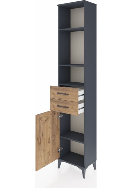 Arges Dolap 4 Raflı 2 Çekmeceli Tek Kapaklı 44X30X221 Antrasit-Çam fırsatları