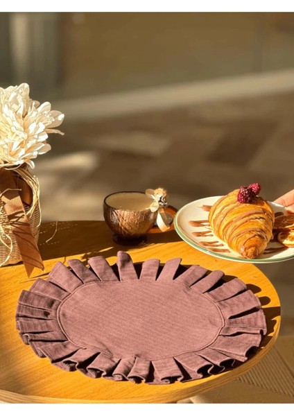 2'li Kahverengi Keten Pileli Amerikan Servisi Supla