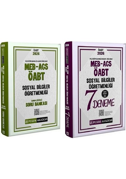 Pegem 2026 Öabt Meb-Ags Sosyal Bilgiler Öğretmenliği Soru Bankası + 7 Deneme 2 Li Set