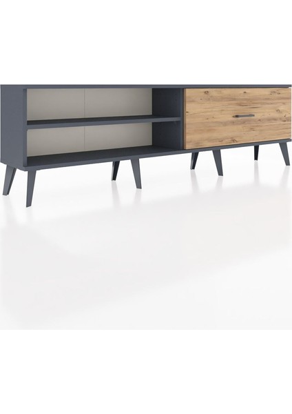 Arges Tv Ünitesi Tek Raflı Tek Çekmeceli 176X30X51 Antrasit-Antrasit/çam fiyatları
