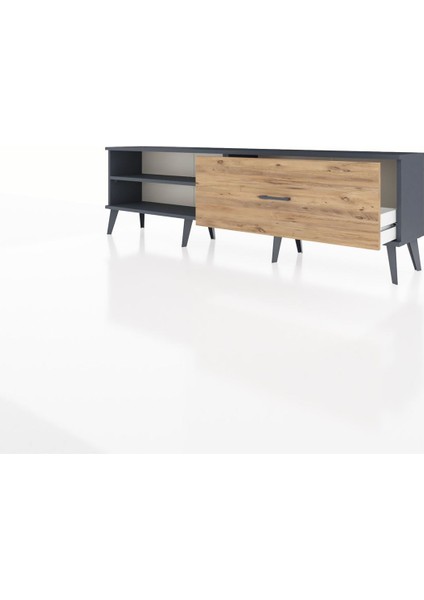 Arges Tv Ünitesi Tek Raflı Tek Çekmeceli 176X30X51 Antrasit-Antrasit/çam modelleri