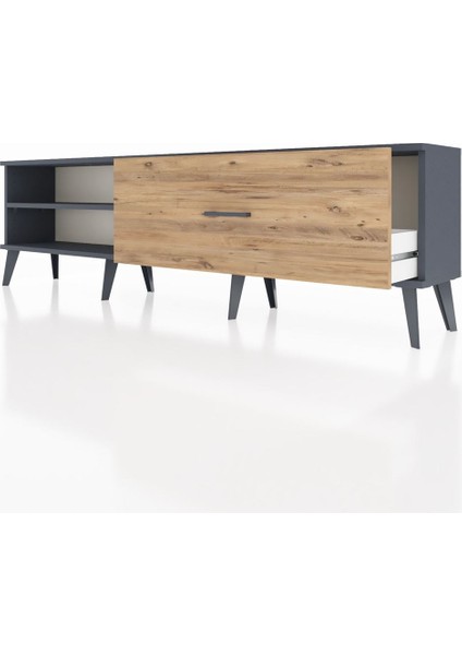 Arges Tv Ünitesi Tek Raflı Tek Çekmeceli 176X30X51 Antrasit-Antrasit/çam fırsatları
