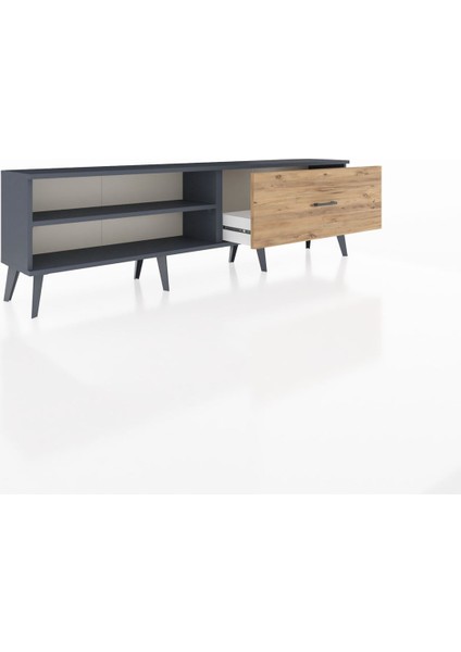 Arges Tv Ünitesi Tek Raflı Tek Çekmeceli 176X30X51 Antrasit-Antrasit/çam indirimleri