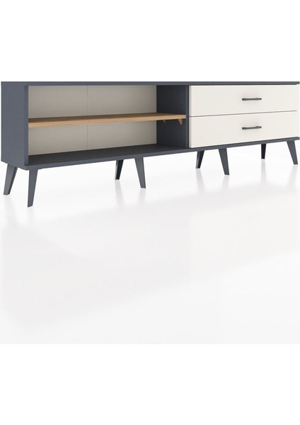 Arges Tv Ünitesi Tek Raflı 2 Çekmeceli 176X30X51 Antrasit-Çam/aytaşı fiyatları
