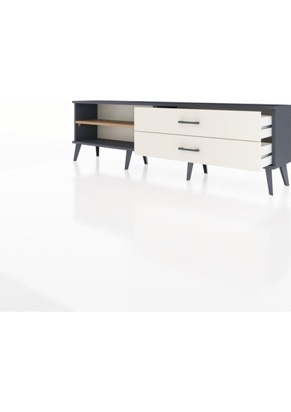 Arges Tv Ünitesi Tek Raflı 2 Çekmeceli 176X30X51 Antrasit-Çam/aytaşı modelleri
