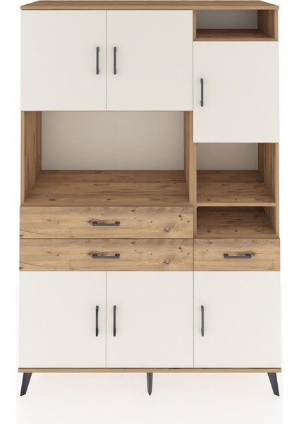 Hyperion Dolap 10 Raflı 3 Çekmeceli 6 Kapaklı 132X44X195 Çam-Aytaşı/çam