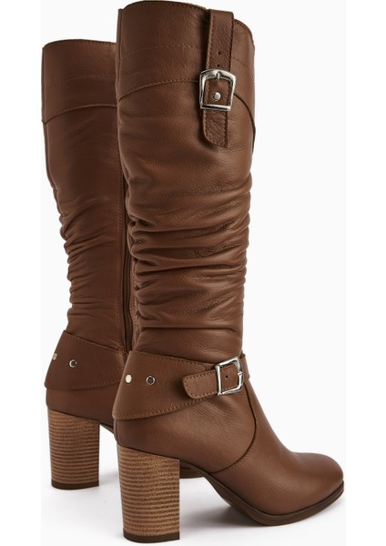 Ting Hakiki Deri Taba Toka Detaylı Kadın Topuklu Çizme indirimleri