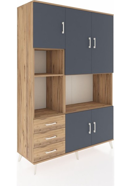 Hyperion Dolap 9 Raflı 3 Çekmeceli 5 Kapaklı 132X44X195 Çam-Antrasit/çam fiyatları