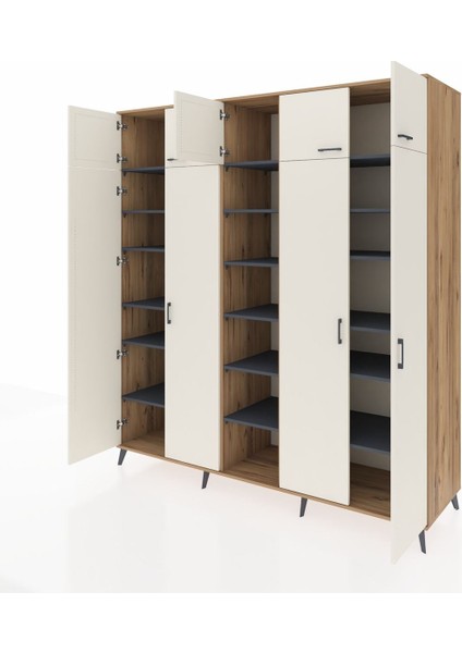 Kronos Dolap 18 Raflı 9 Kapaklı 220X59X243 Çam-Aytaşı/antrasit modelleri