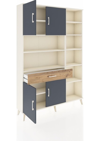 Arges Dolap 10 Raflı Tek Çekmeceli 4 Kapaklı 132X30X195 Aytaşı-Antrasit/çam indirimleri